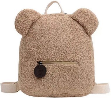 Beige teddybeer rugzak naam geborduurd 